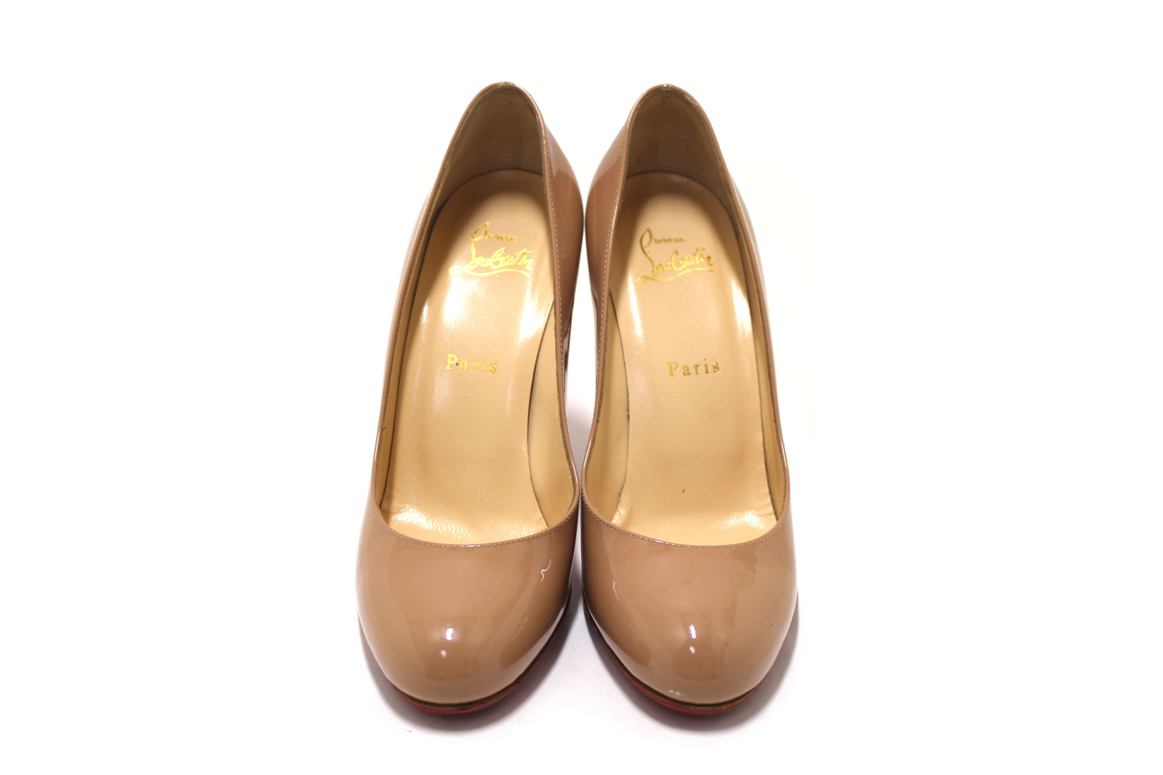 Authentic Christian Louboutin Beige Patent Simple 100 Pumps Size