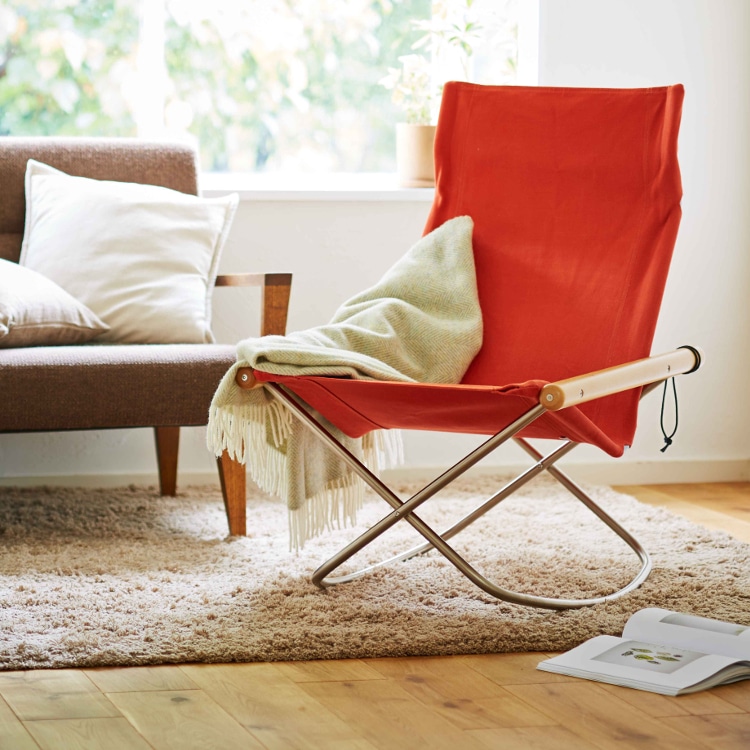 ニーチェア エックス ロッキング (木部ダークブラウン シートキャメル