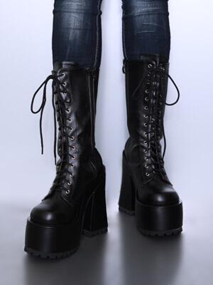 再入荷】コスプレ厚底ブーツ【厚底編み上げショートブーツ(15cm