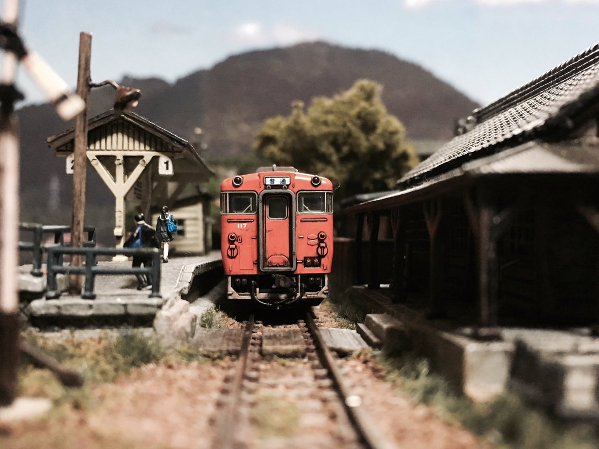 Nゲージレイアウト「渓上里村」渓上里駅に停車中のキハ40 #ジオラマ