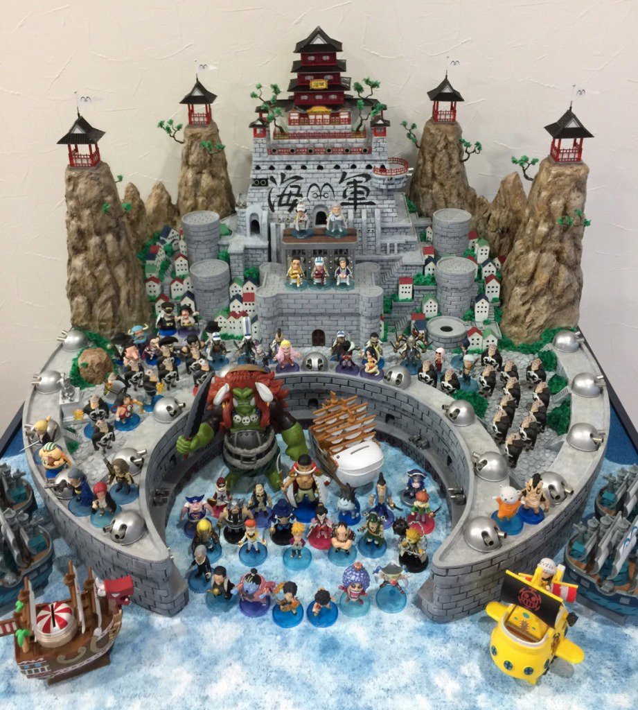 ワンピース マリンフォード海軍本部ジオラマ作ってみた。 フィギュアは
