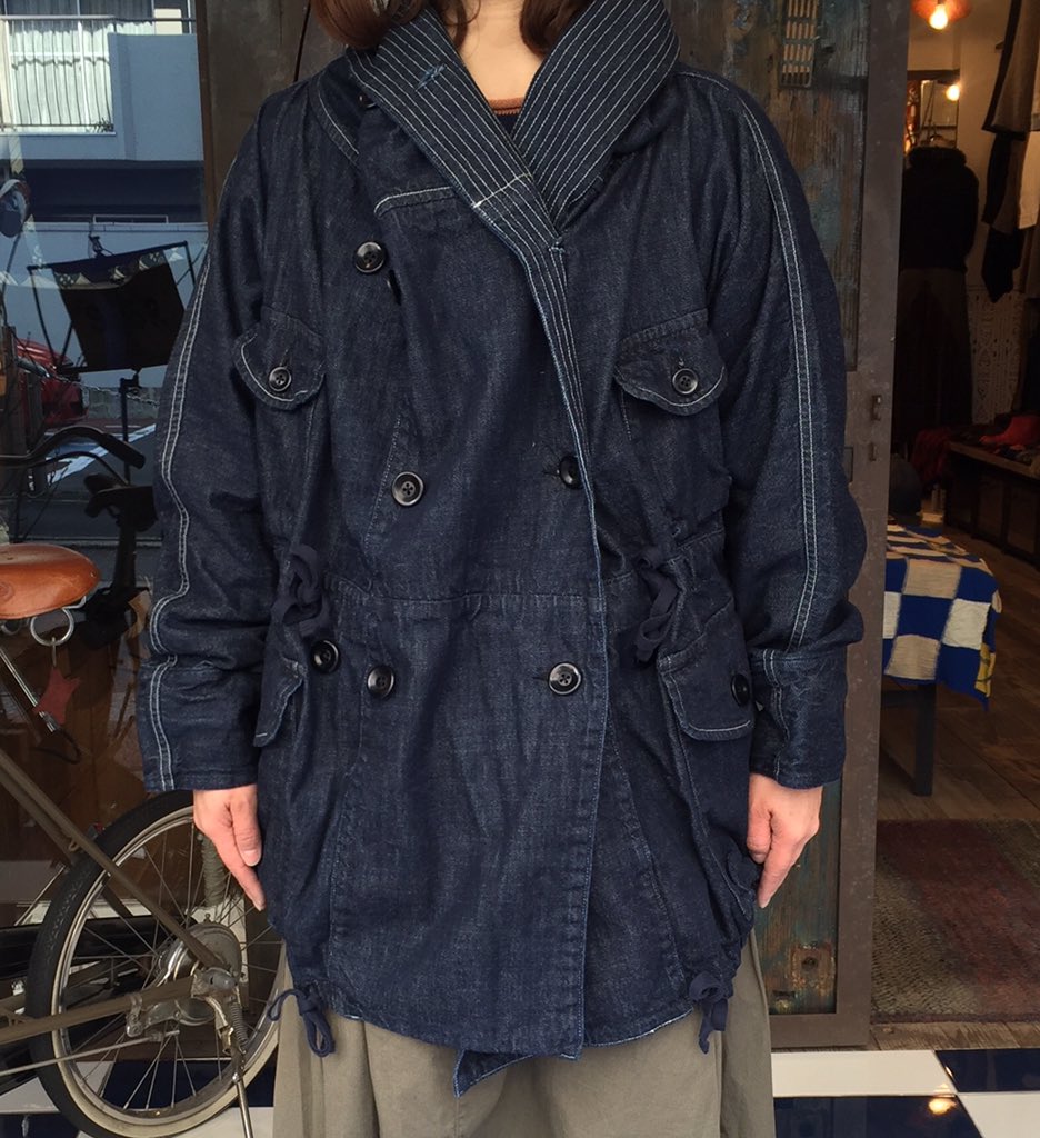 10ozデニム リングコート」再入荷しました。 寝袋のように身体を覆う
