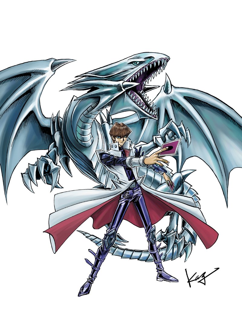 遊戯王OCGカード『青眼の白龍』のイラストを、高橋和希先生が下書き