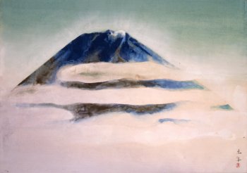奥村土牛《山中湖富士》(山種美術館)。晩年、多数の富士山を描いた土牛