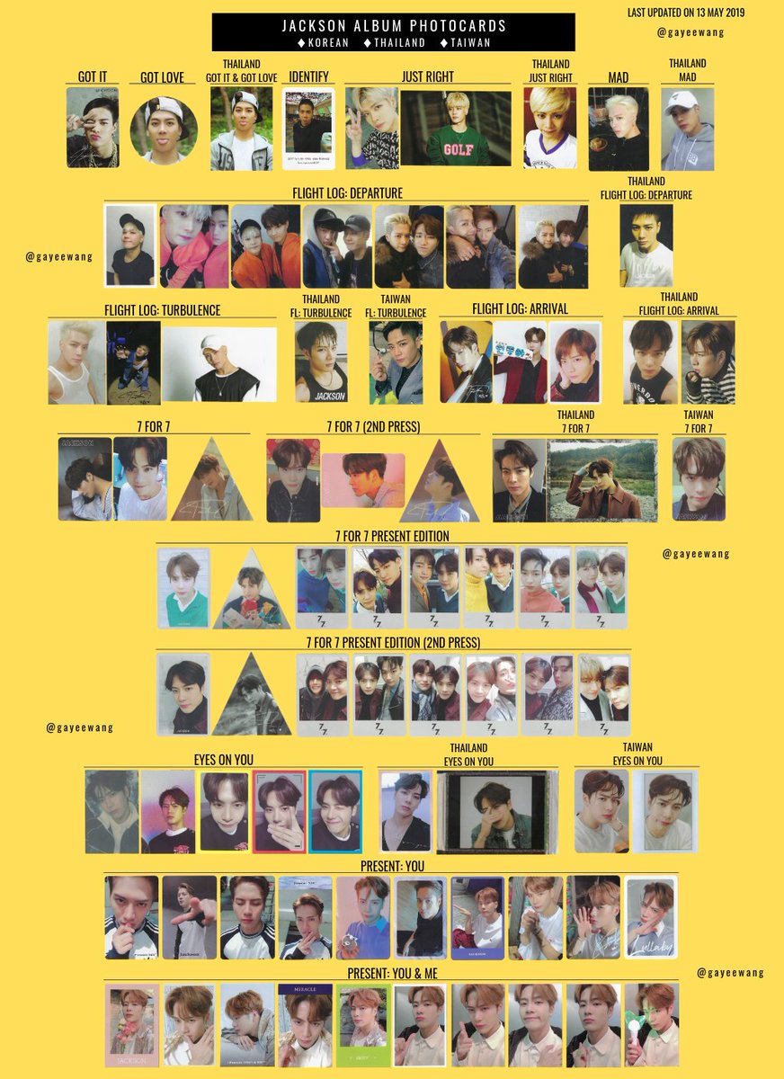 🔺Compilation of Jackson photocards from GOT7 albums (including