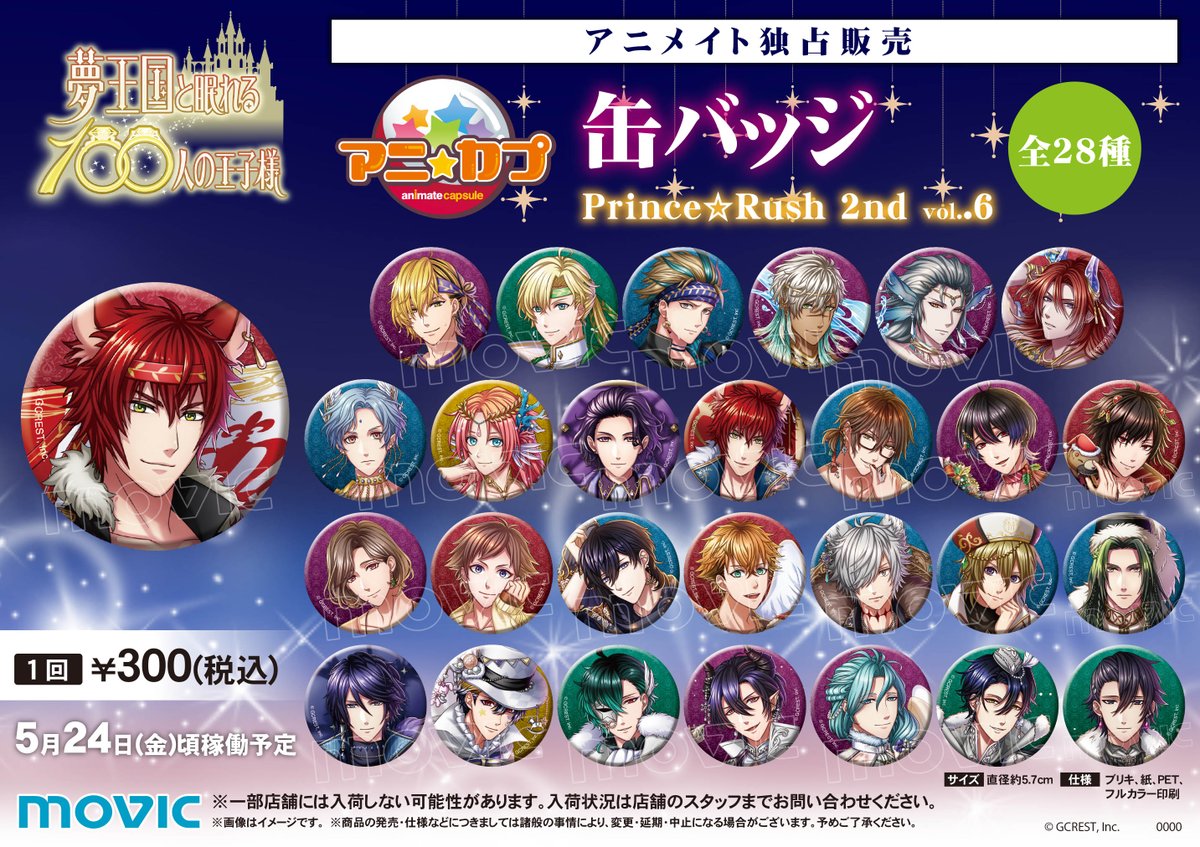 夢王国と眠れる100人の王子様（原作版）」アニカプ(缶バッジ 全28種