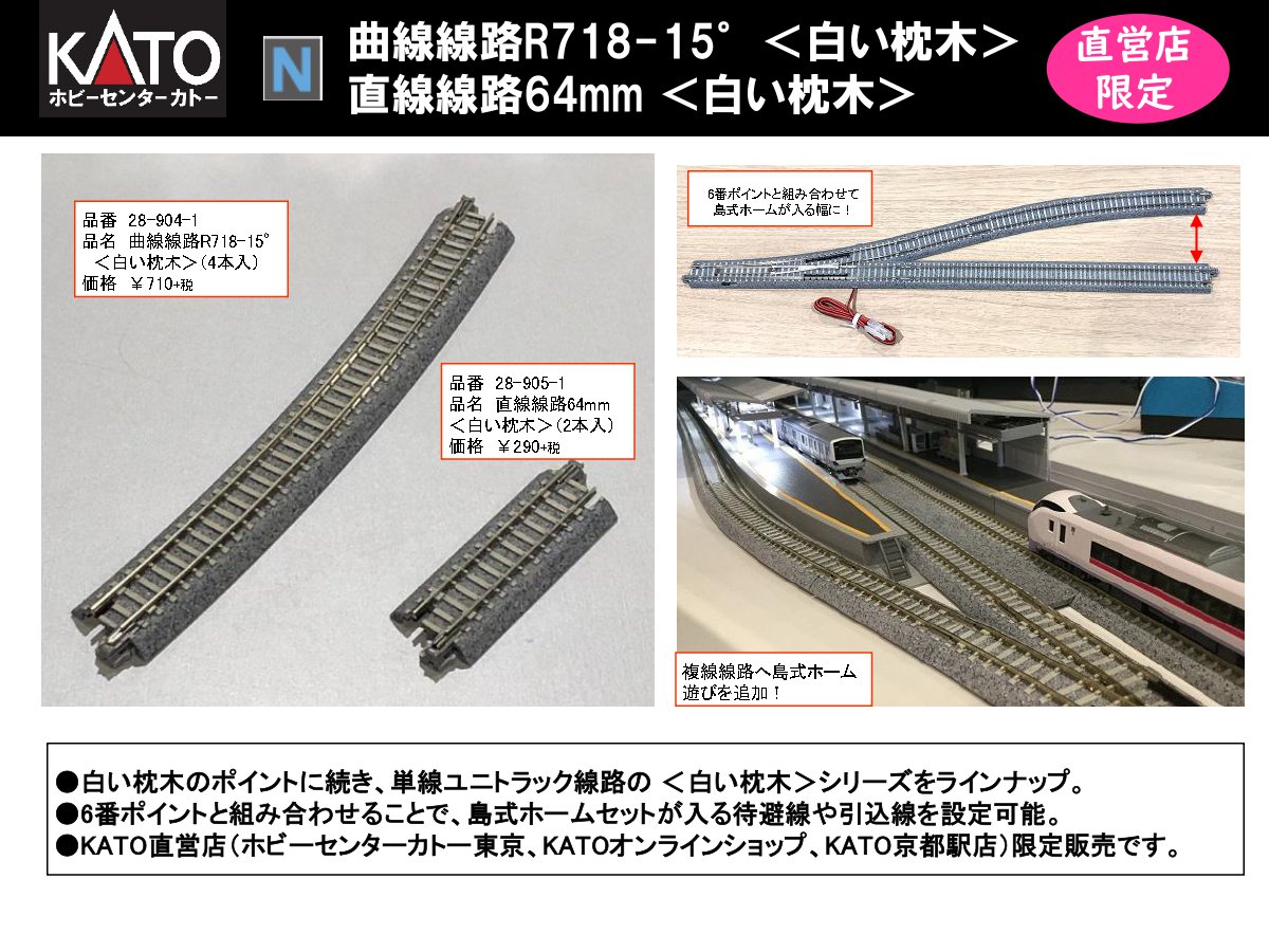 白い枕木シリーズ】KATOユニトラック複線線路とマッチする、PC枕木