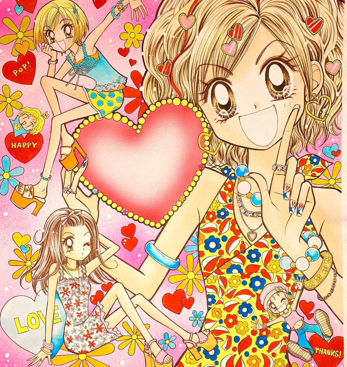 これも夏イベ用色紙イラスト。読者愛あふれる一品✨真ん中のハートに