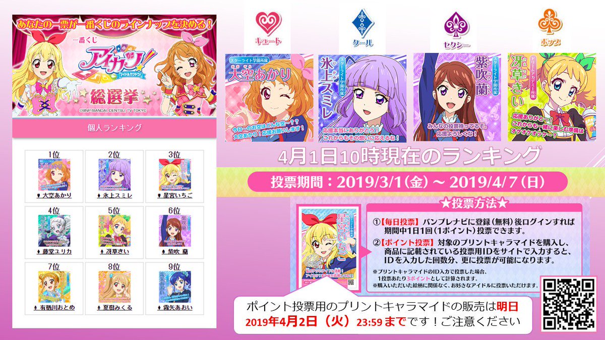 追加投票できるidつきキャラマイドの発売は明日4/2まで！】一番くじに