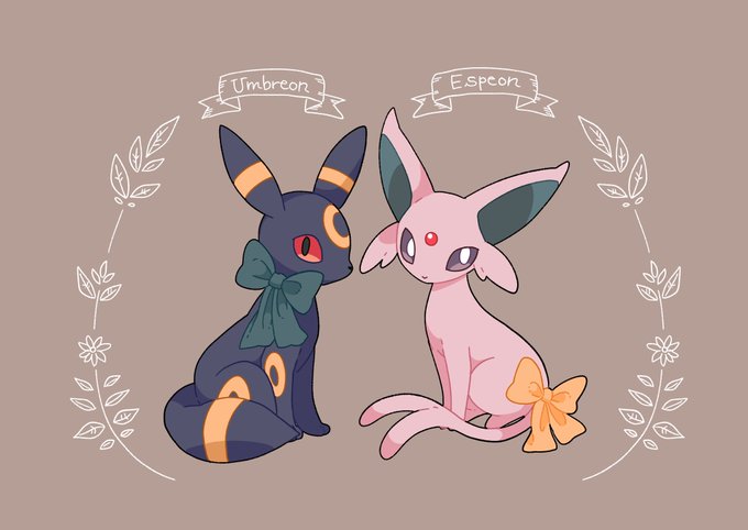 エーフィ ,ブラッキー 「月と太陽 」|フカフカのイラスト