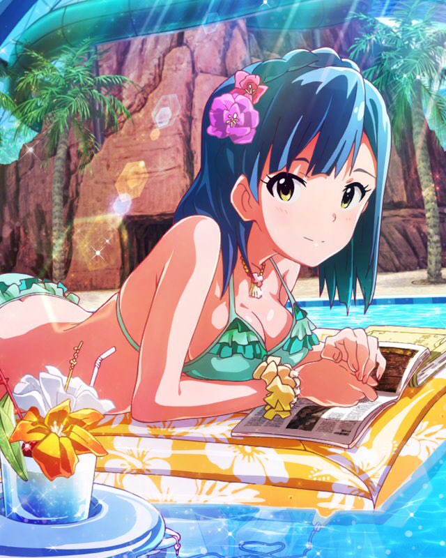 ミリシタ水着ガシャ記念】 流れる読書スペース 七尾百合子 #ミリシタ