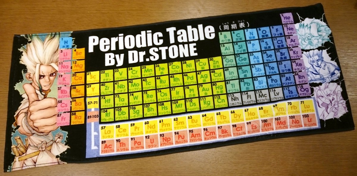 Dr.STONEの周期表タオルもらった！ ジャンプ漫画にあるまじきグッズ。
