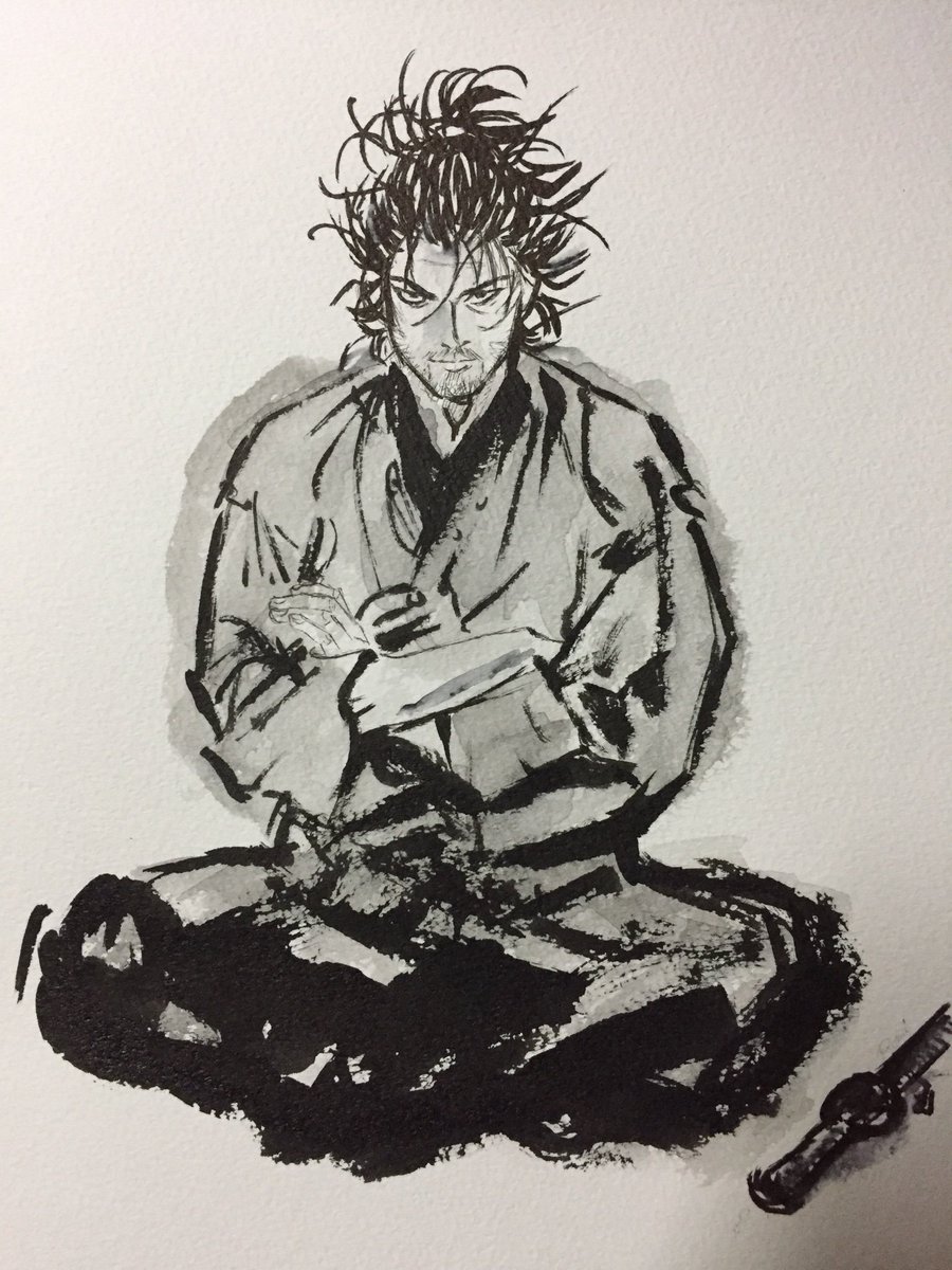 墨汁をゲットしたので念願の墨絵‼️ #バガボンド #宮本武蔵 #井上雄彦