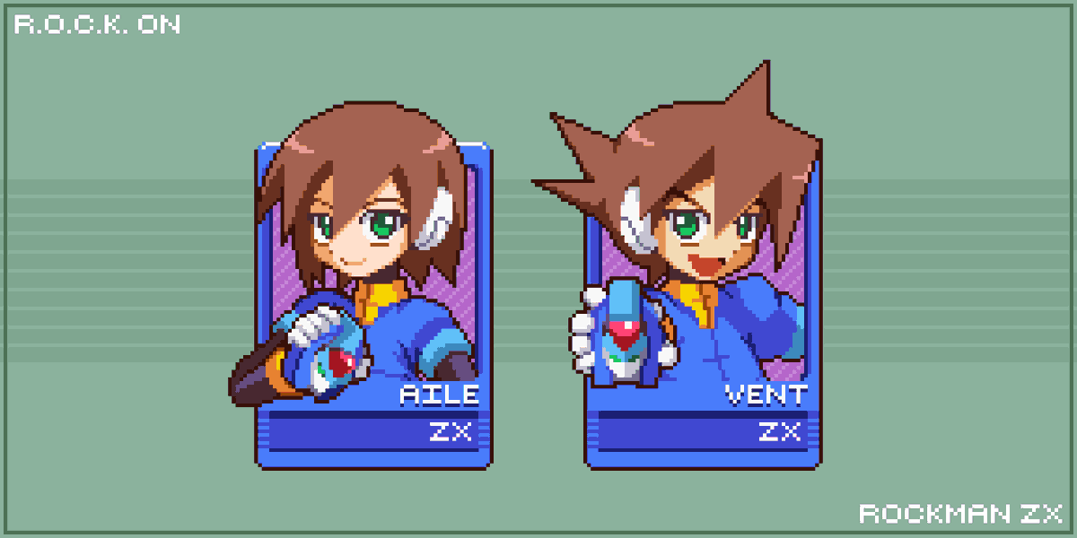 Vent & Aile (Rockman ZX) Dual Heroes. #pixelart #ドット絵