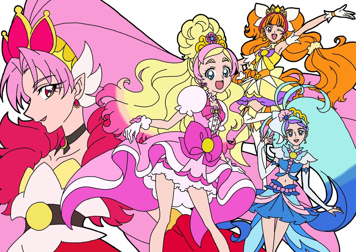 プリンセスプリキュアの集合イラスト完成しました!! #プリキュア