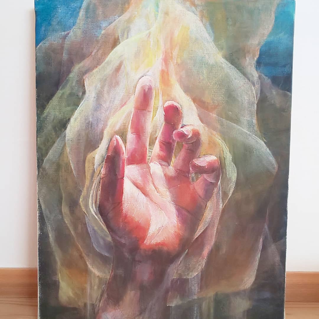 真体」(までい) F8 キャンバス アクリル アクリル絵の具で描いた