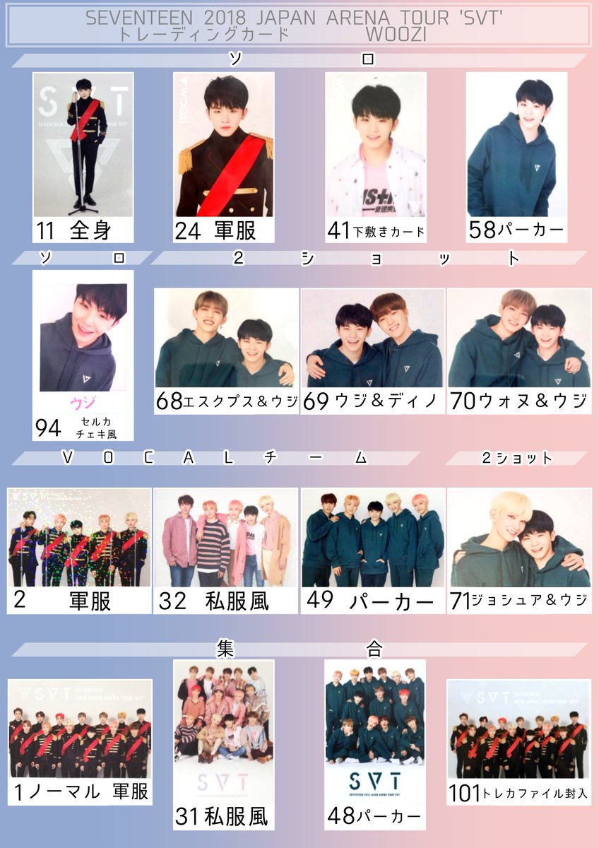 SEVENTEEN SVT セブチ ジュン ホシ ウォヌ ウジ トレカ一覧
