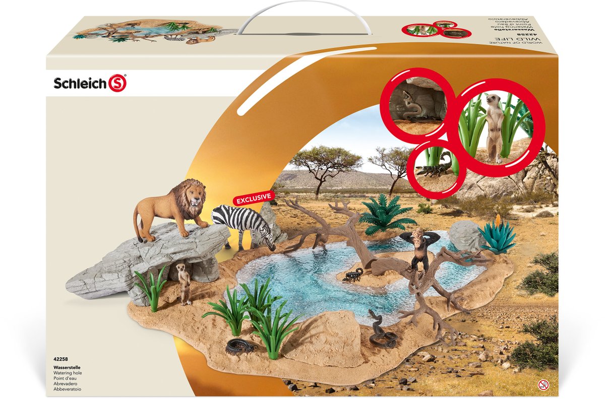 ワイルドライフの『動物達の水飲み場セット』はライオン、シマウマ