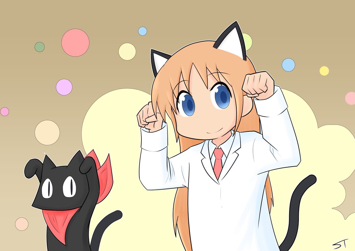 アニメ日常版深夜のお絵かき60分一本勝負 猫の日なので猫耳はかせと