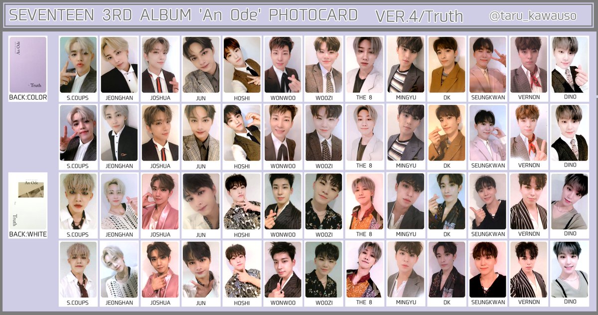 SEVENTEEN セブチ An Ode フォトカード トレカ一覧 Hope Truth Real