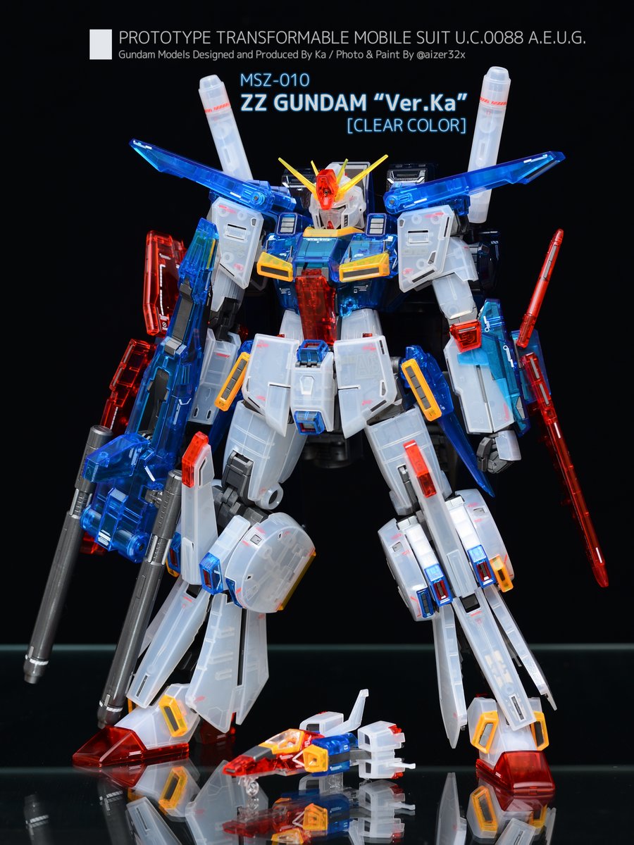MG ZZガンダムVer.Kaクリアカラー完成。比較用に通常版も添付しときます。