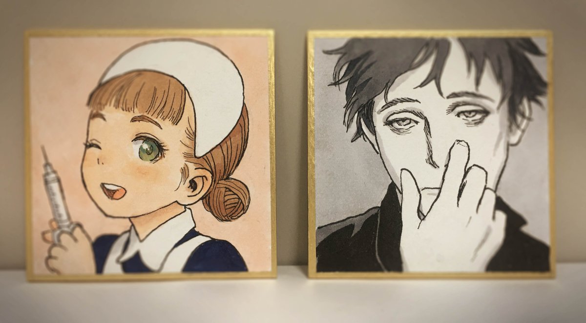 caiman5周年記念 に合わせてミニミニ色紙を2枚描きました。期間中は