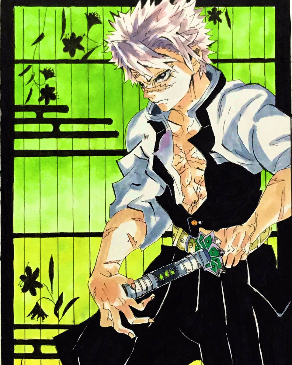 鬼滅の刃17巻表紙の模写です ※コピック使用 #不死川実弥 #鬼滅の刃