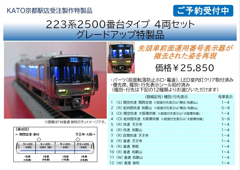 幅広く活躍中】223系2500番台タイプ 4両セット グレードアップ特製品