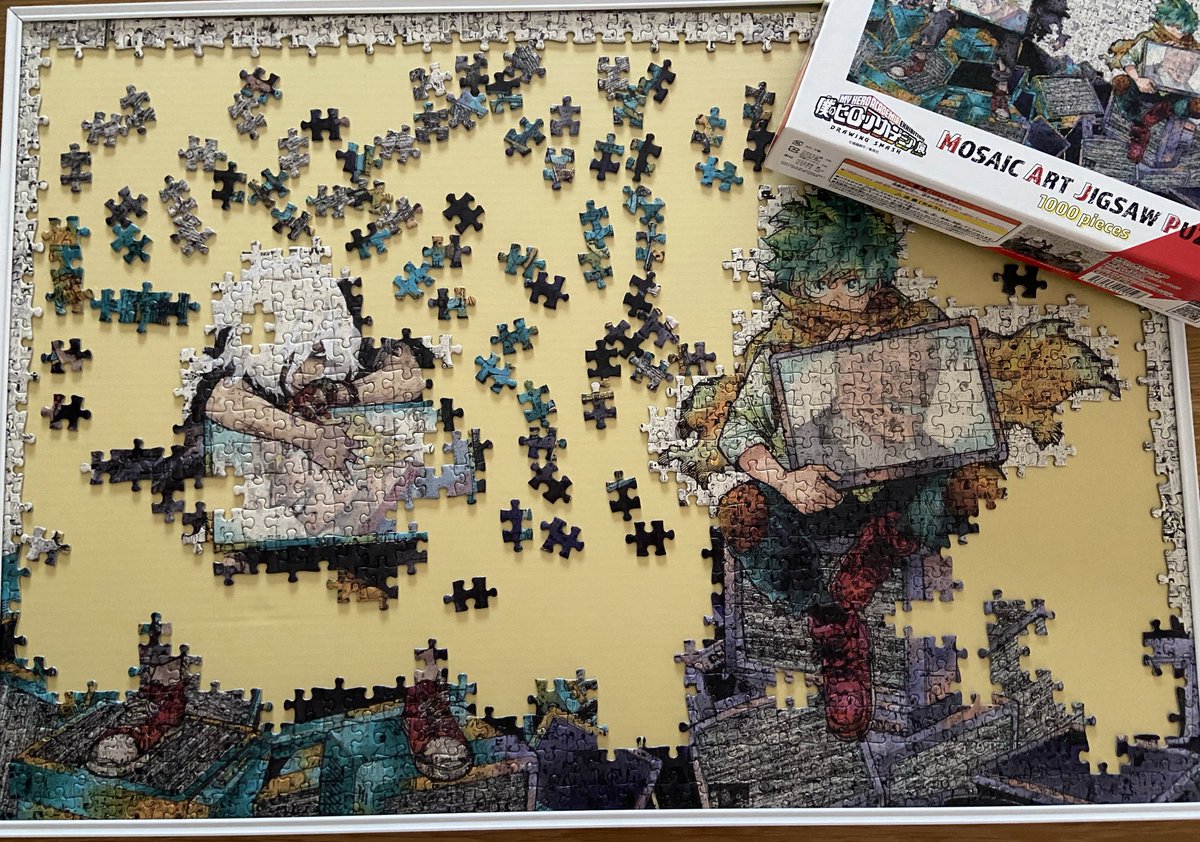 パズル今日の成果‼︎ 1000ピースは3日かかるな😱 #ヒロアカ原画展