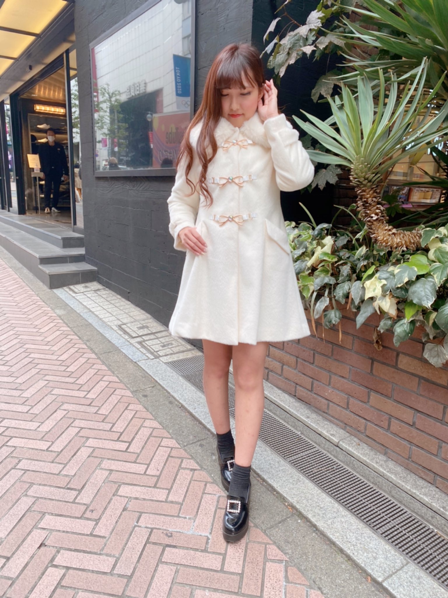 リズリサパールリボンビットコートピンク