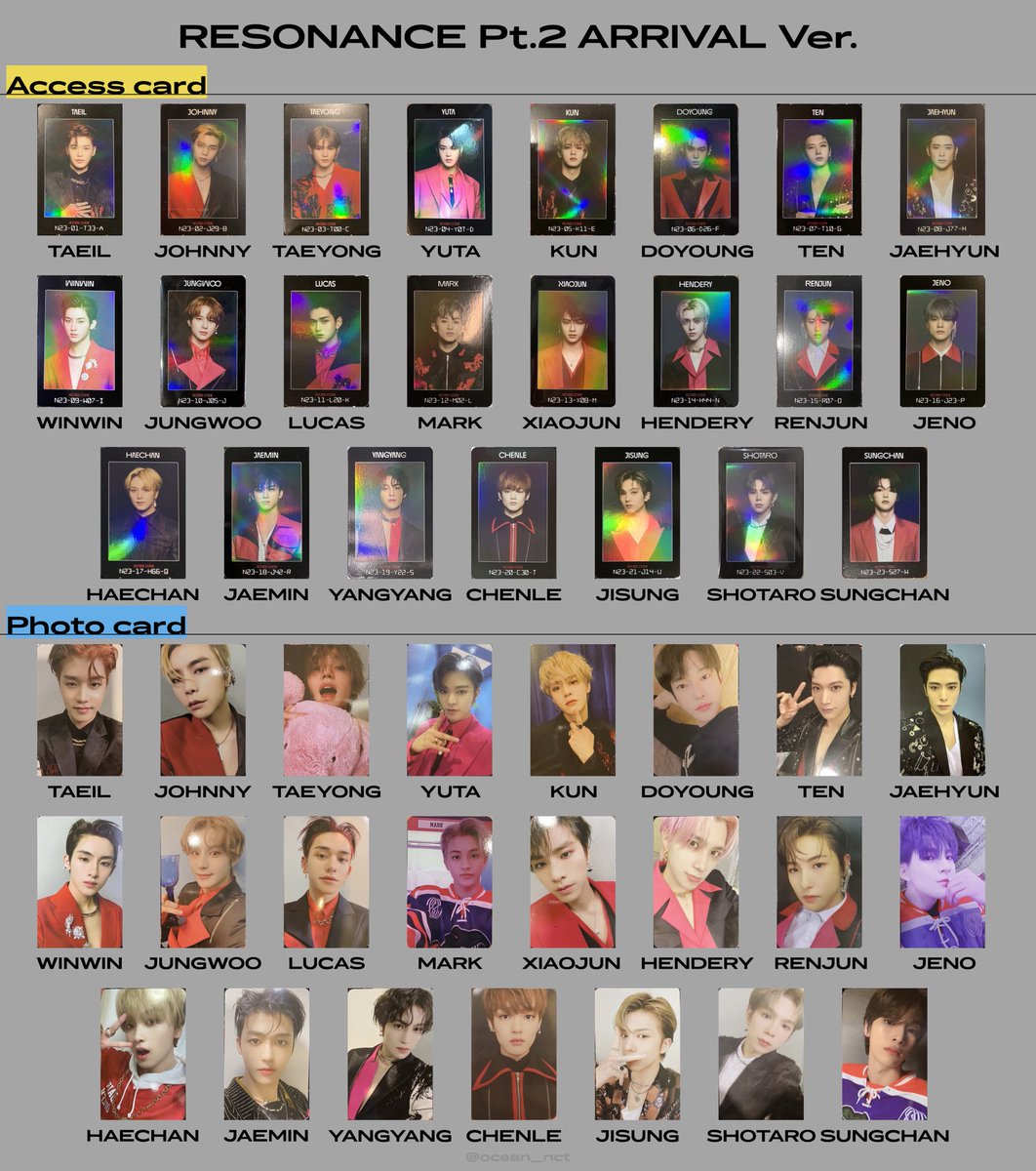 NCT 2020 resonance pt.2 arrival ver. トレカ accessカード 一覧