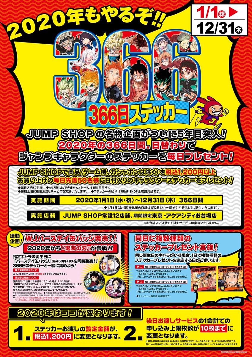 ☆2020年366日ステッカー6月キャラクターラインナップ(2021年1月配付