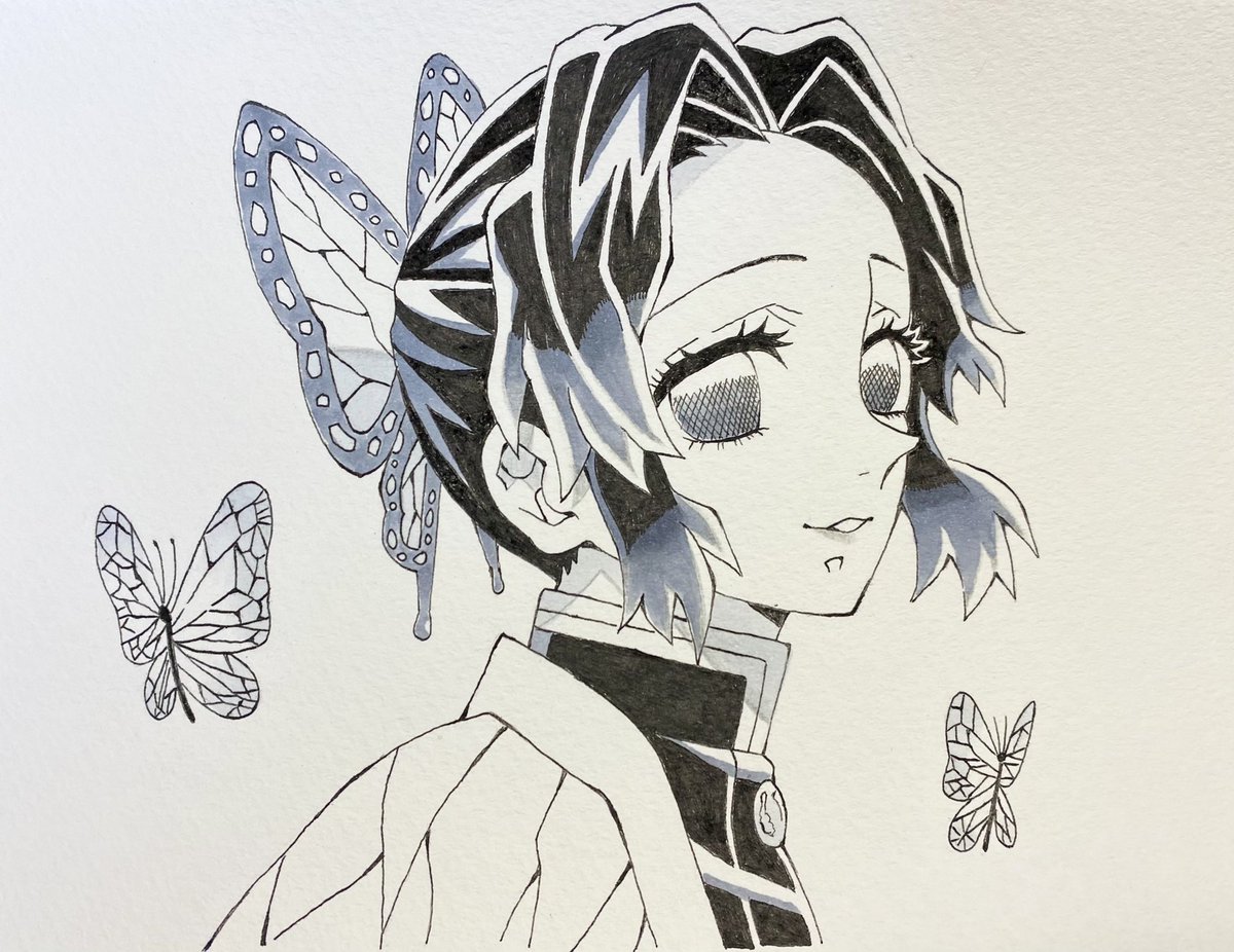 禰豆子ちゃんと、前回描いたイラストの線画です。 #鬼滅の刃イラスト #模写