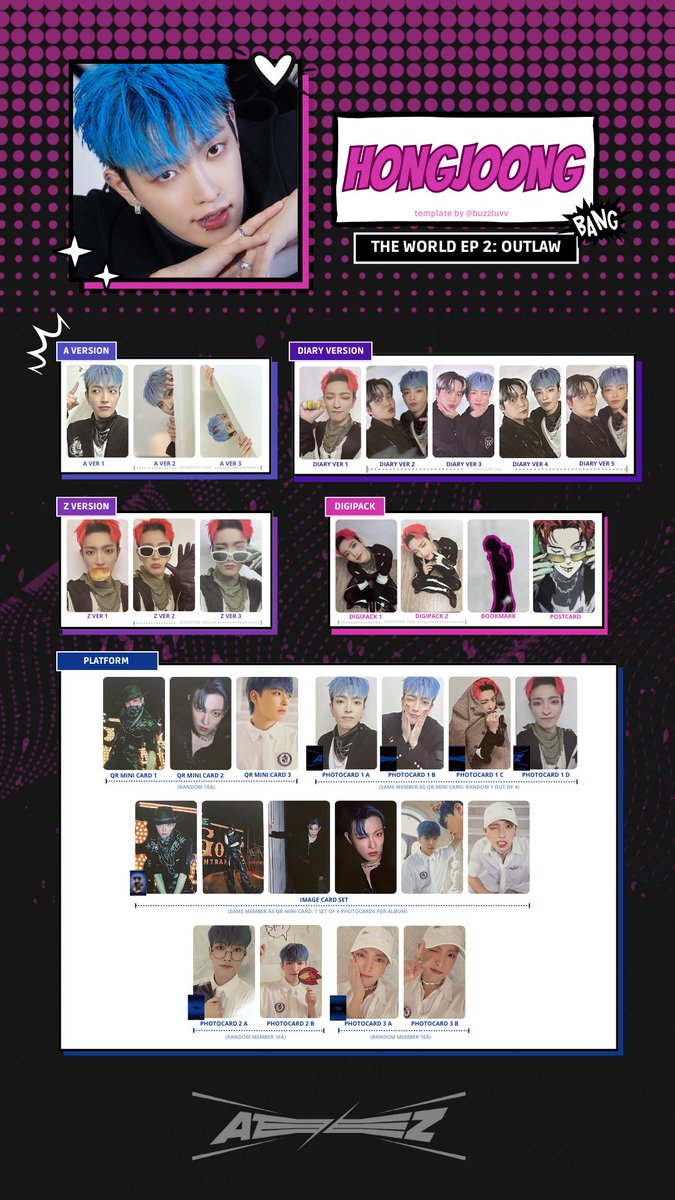 FINAL UPDATE 🎉 🌶 ATEEZ THE WORLD EP 2: OUTLAW PHOTOCARD TEMPLATE