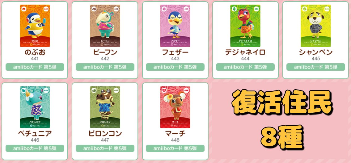 どうぶつの森amiiboカード第5弾ラインナップ】 ・発売日:11月5日(金