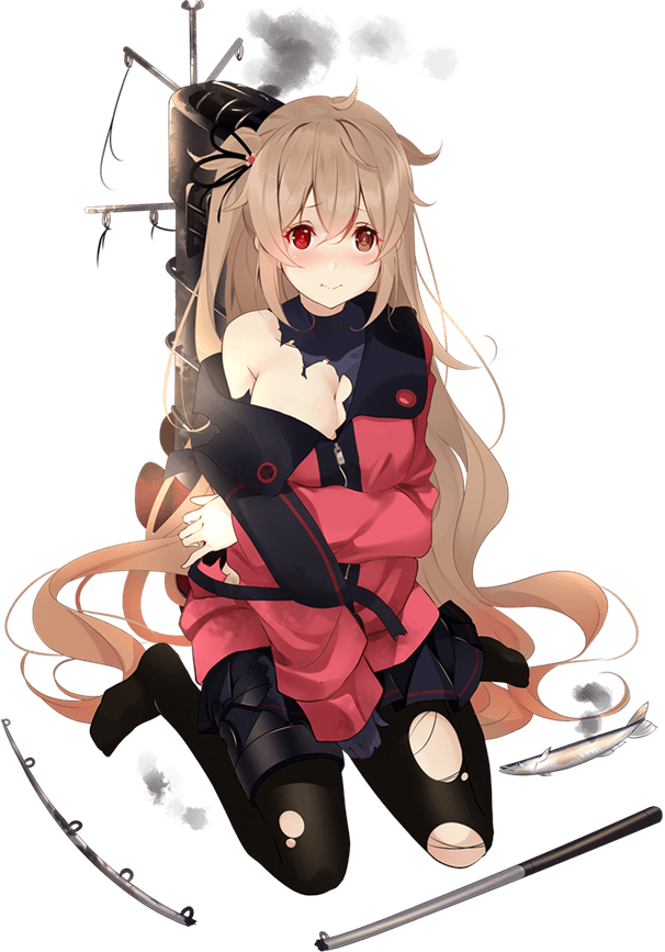 村雨改二秋刀魚祭りmodeの立ち絵と中破絵。改二から新グラに。#艦これ