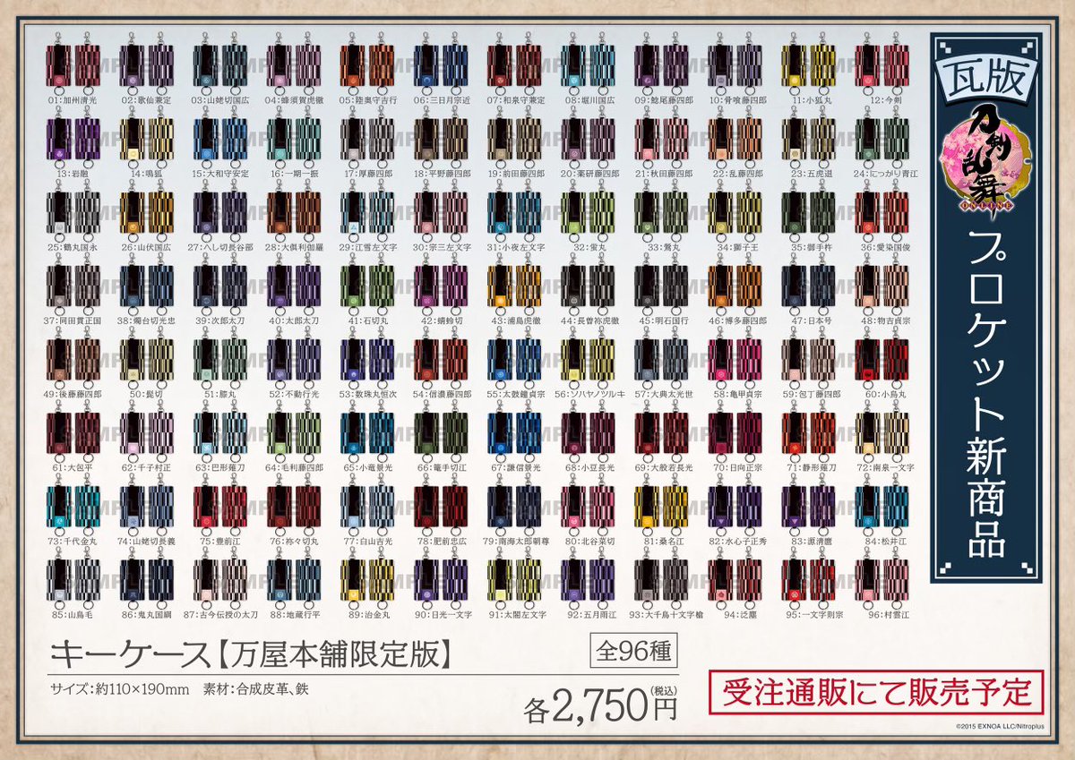 お知らせ】 刀剣乱舞STORE販売商品のデザイン違いとなる、刀剣乱舞万屋