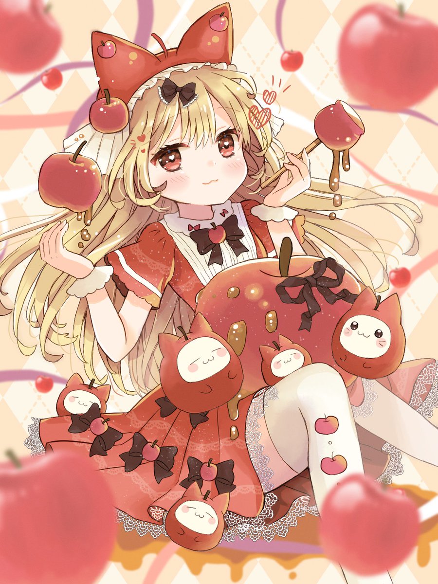 りんご飴猫 #いいりんごの日 #イラスト好きな人と繋がりたい