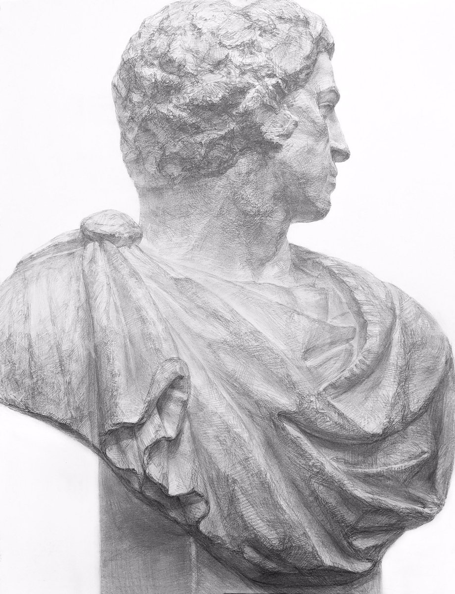 日本画です！ ブルータスは描き込みと量感表現が難しい石膏像です