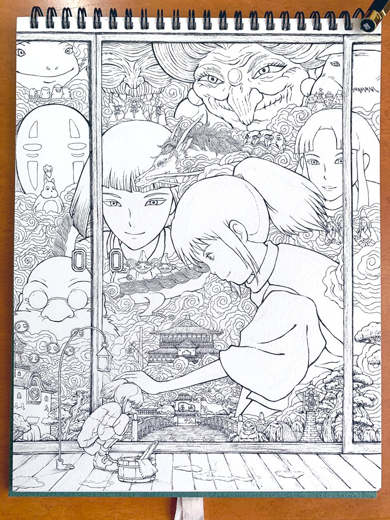千と千尋の中国版ポスターが最高過ぎたので模写しました🖋 #