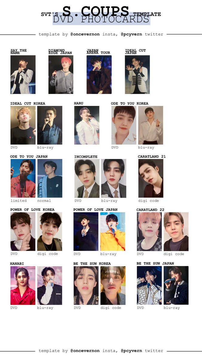 seventeen dvd photocard templates updated with the be the sun