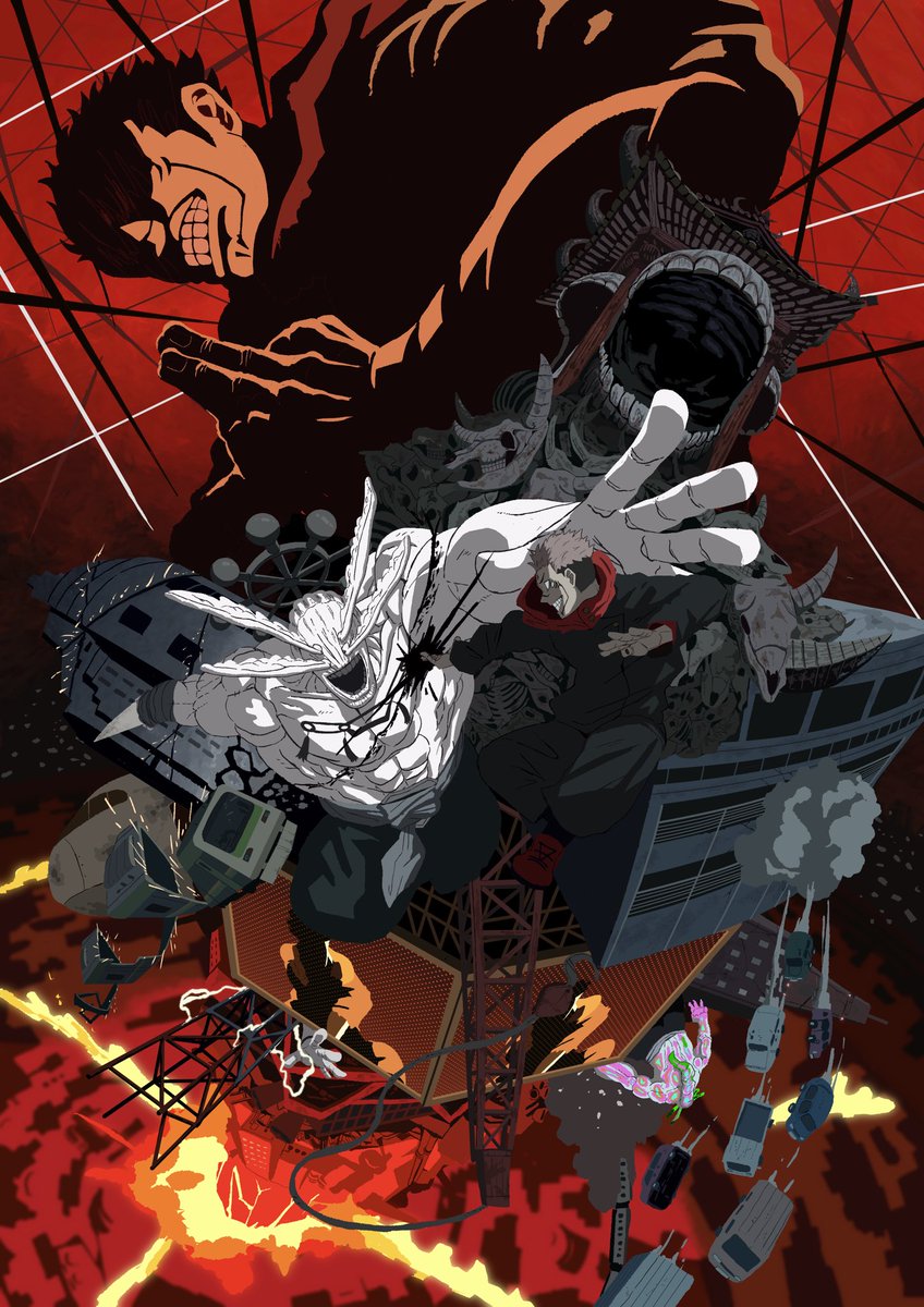 人外魔鏡渋谷決戦 #呪術廻戦 #両面宿儺 #摩虎羅 #イラスト #虎杖悠仁