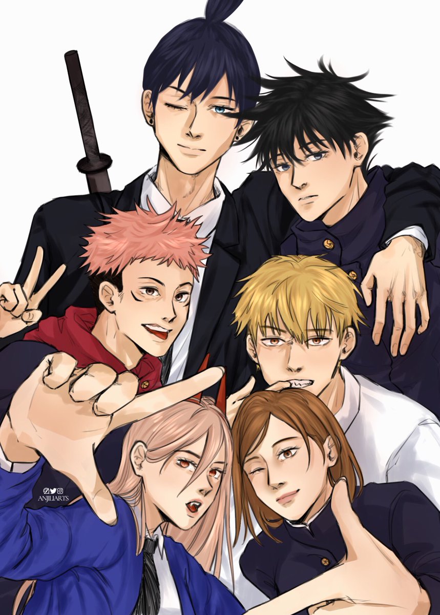 チェンソーマン「two trios #チェンソーマン #呪術廻戦 」|anjiのイラスト