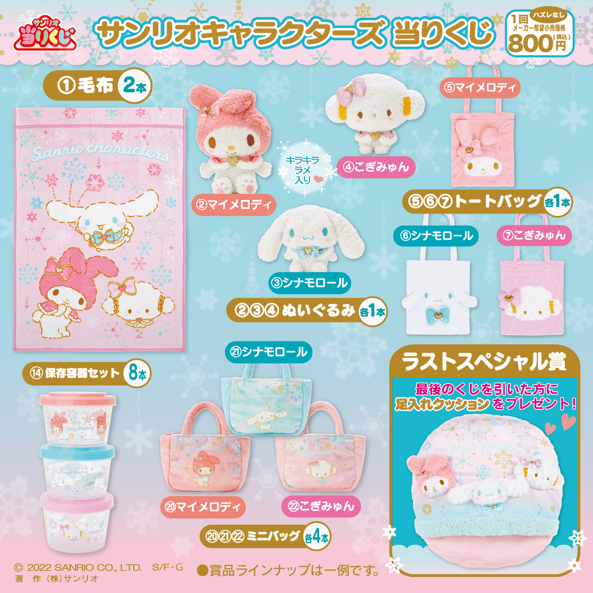 サンリオキャラクターズ当りくじ】マイメロディ・シナモロール・こぎみ