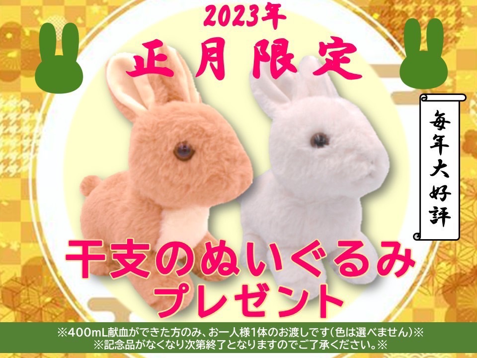 400ml献血にご協力いただいた皆様には今年の干支「卯」にちなみまして