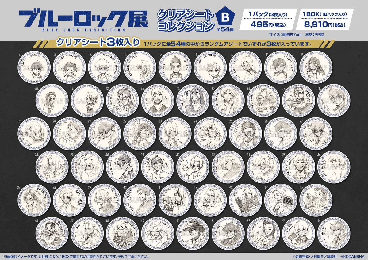 ブルーロック展 グッズ情報】 □クリアシートコレクション／（3種×各18