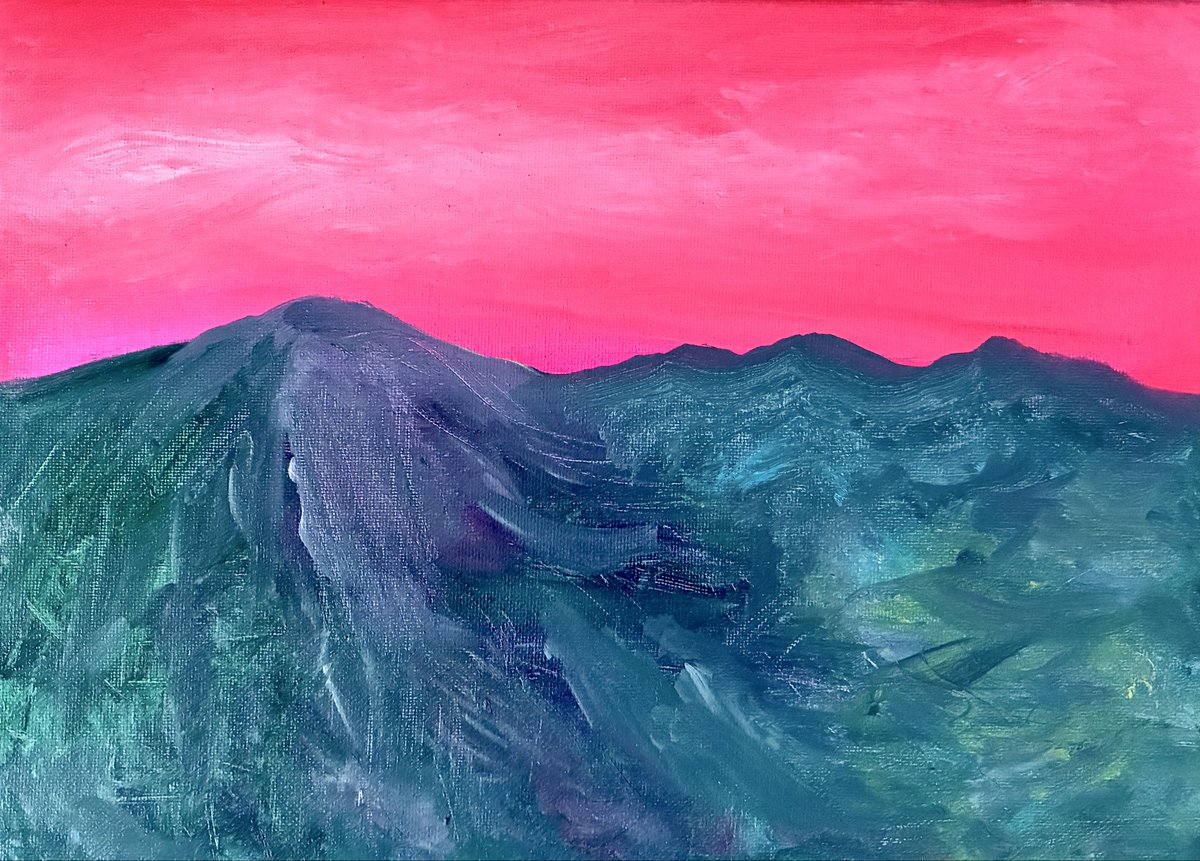 夕焼け」 油彩、キャンバス 24.2×33.3㎝ 2025