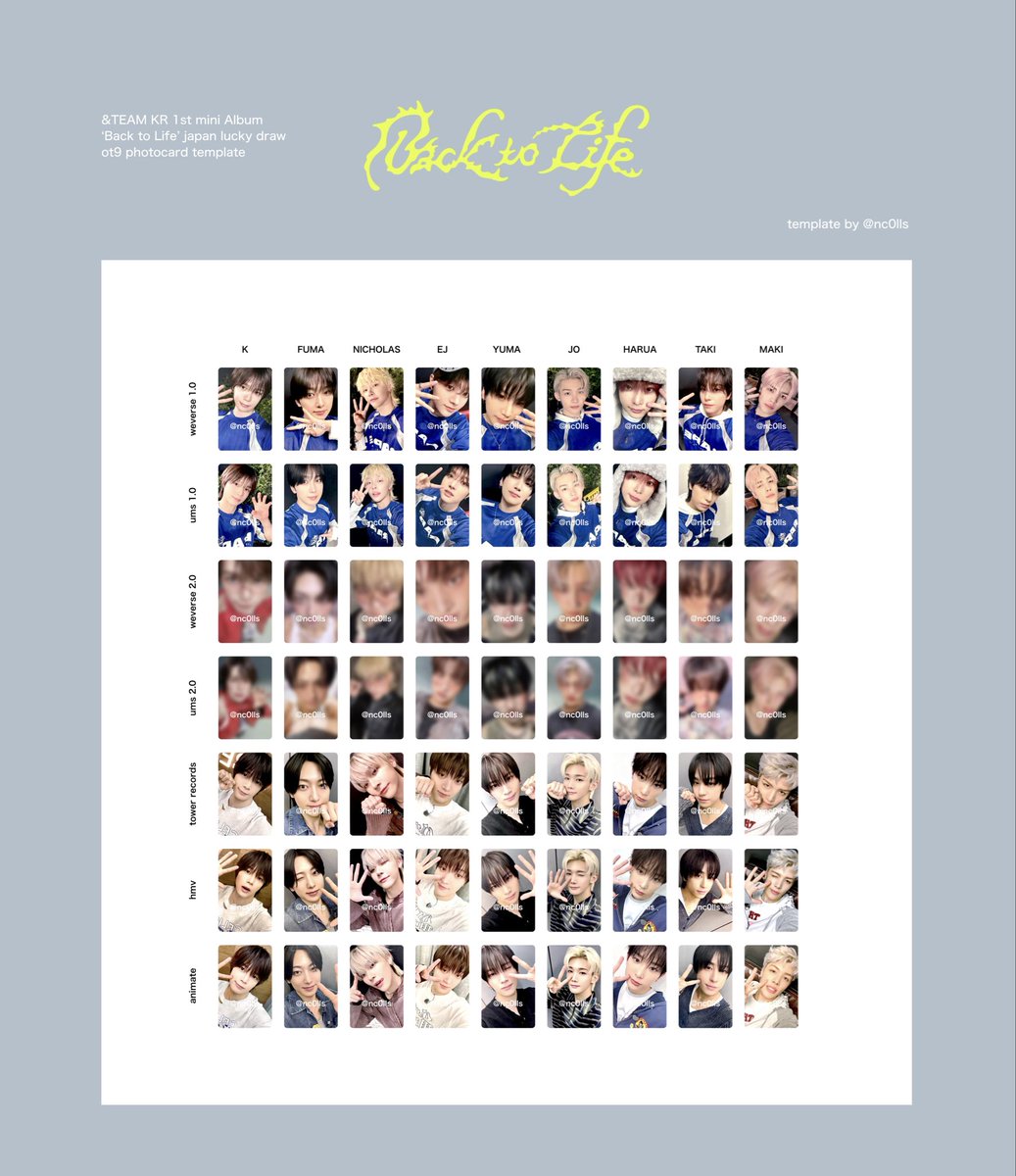 &TEAM 1st mini album 'Back to Life' jp lucky draw photocard 앤팀