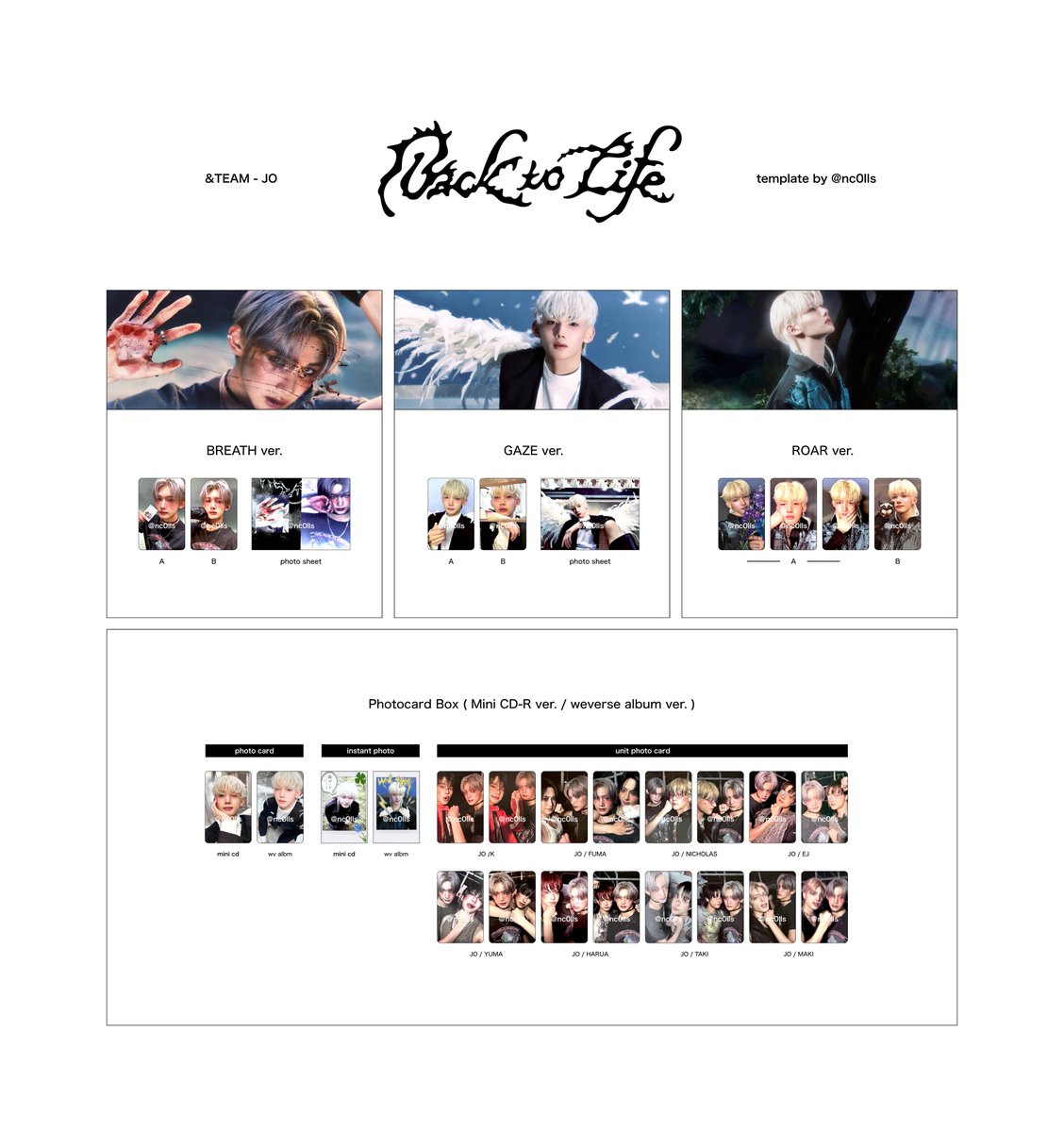 &TEAM 1st mini album 'Back to Life' album photocard template ▷ EJ