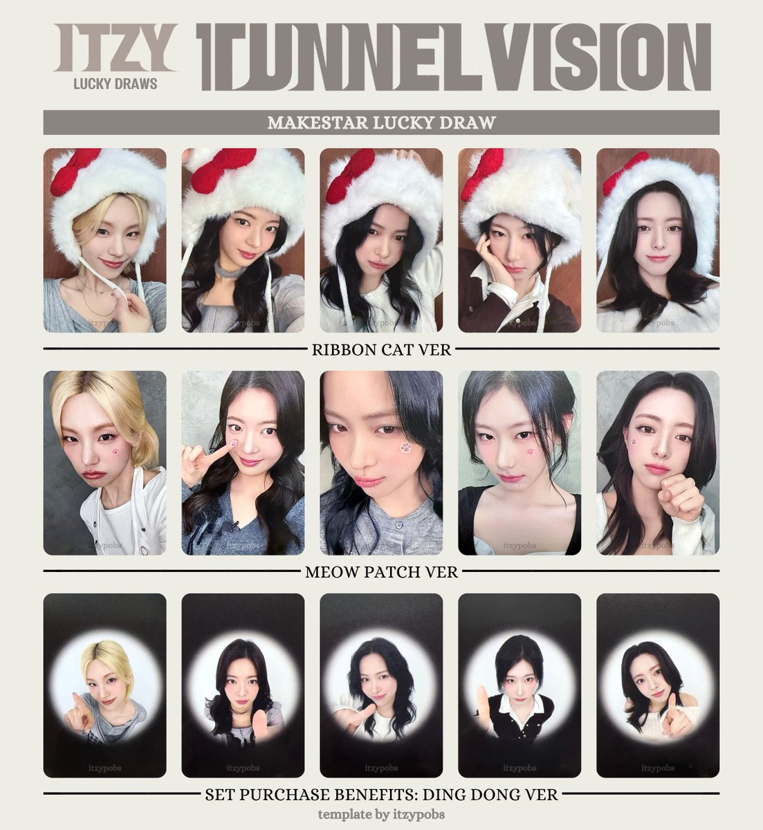 🐜 ITZY <TUNNEL VISION> TNVS makestar lucky draw pobs (ribbon cat